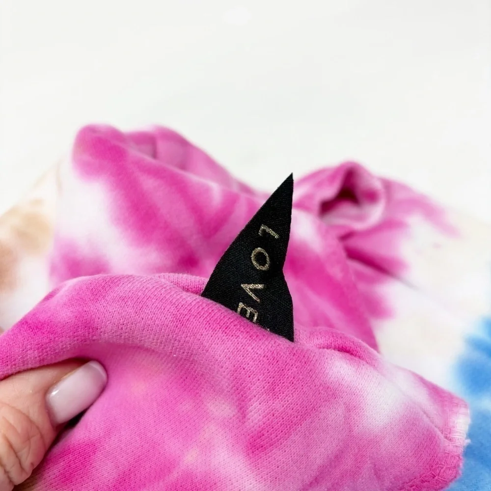 New FOUND MY ANIMAL Multicolor Tie Dye Hoodie Cotton Fleece Size Medium